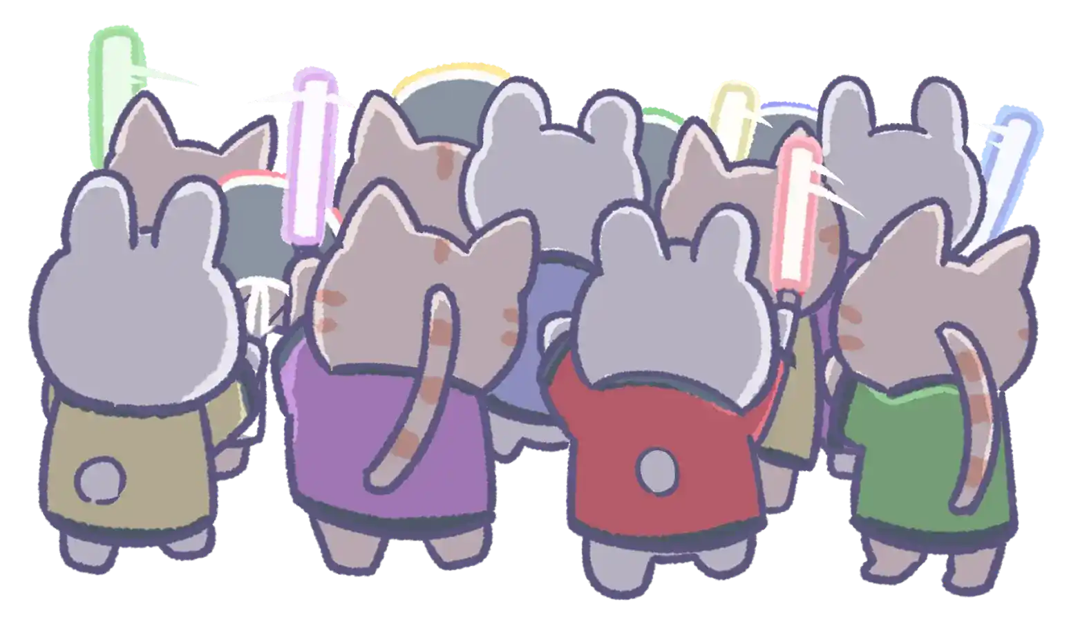 スマホ表示用の応援している猫のイラスト