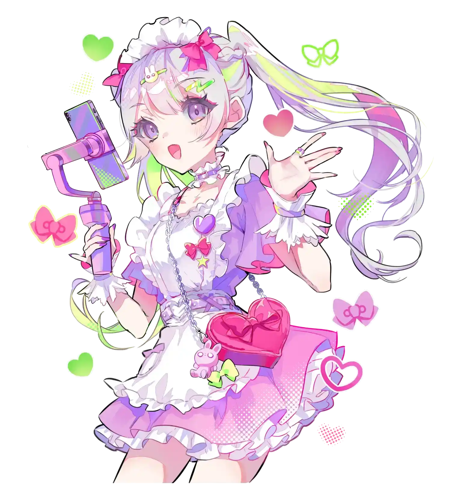 メイド衣装の女性ライバーイラスト